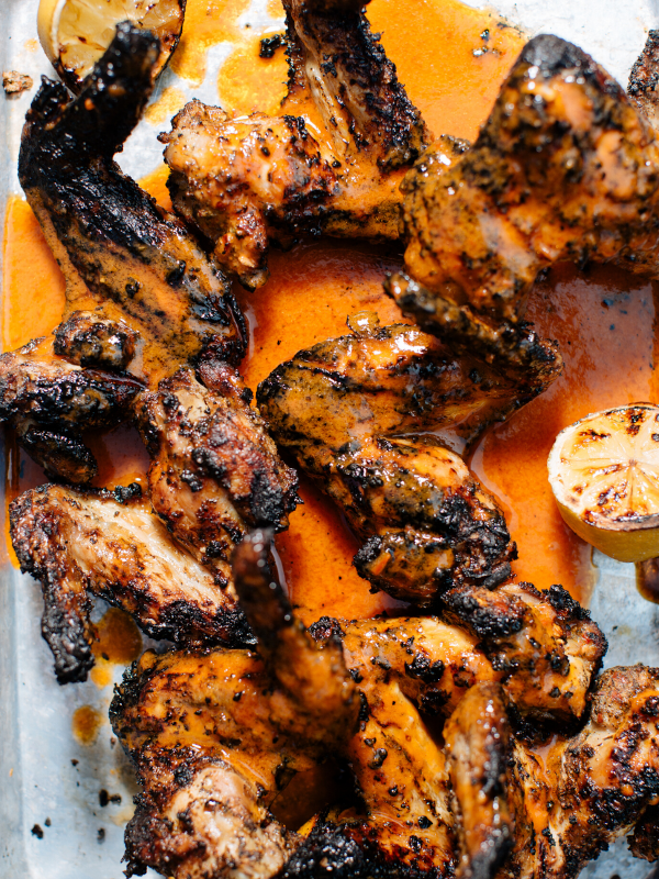 Piri piri chicken wings with buffalo hot sauce